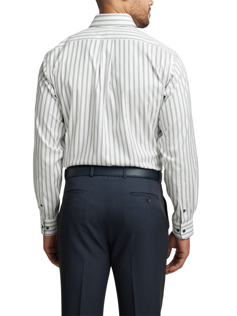 Alternate Image of Comfort Stretch Non-iron Stripe Dress Shirt With Contrast Trim-4