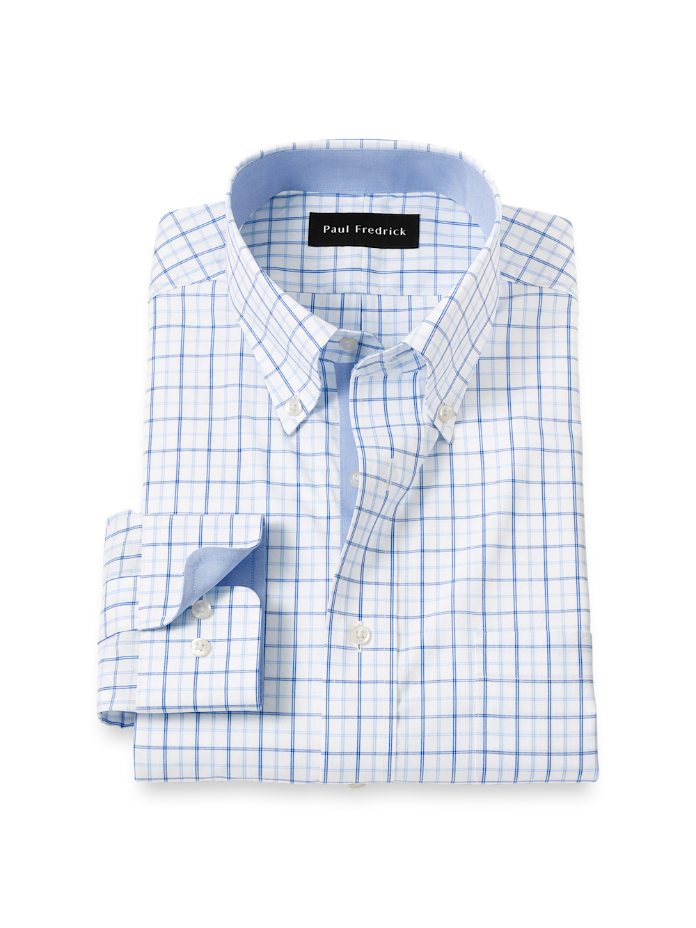 Men's Blue Check Shirts Trim Inside Neckband  Inside Cuffs  Button Side Of Placket