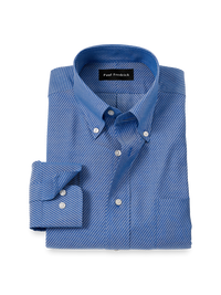 Non-Iron Cotton Diagonal Stripe Dress Shirt - Blue
