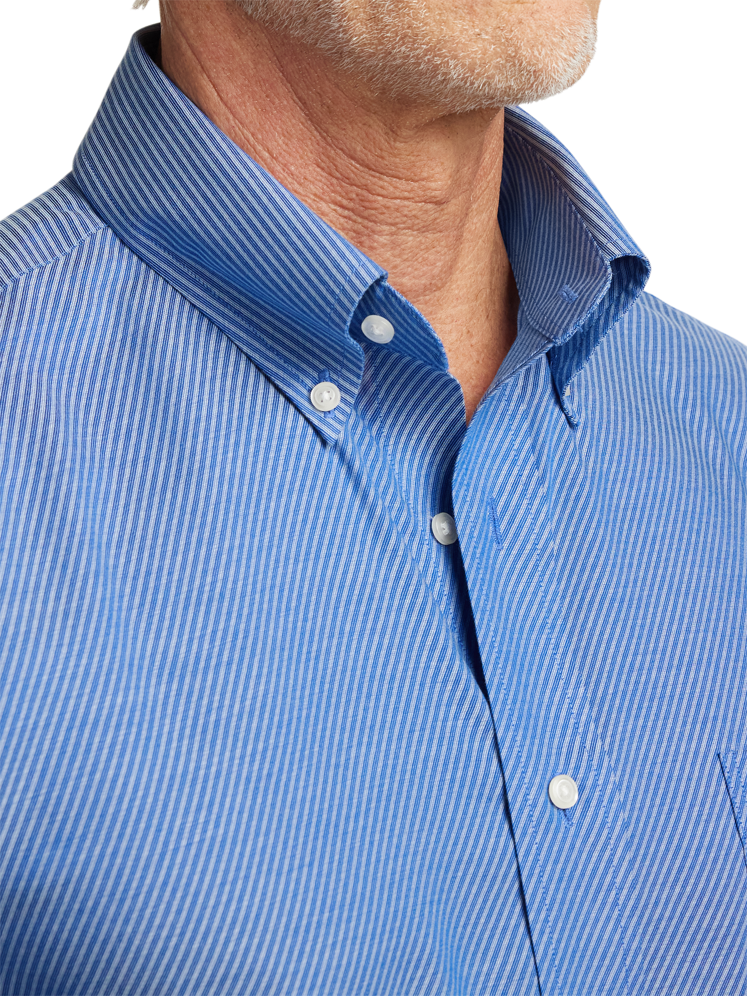 Non-Iron Cotton Diagonal Stripe Dress Shirt - Blue