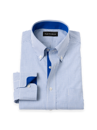 Non-Iron Cotton Check Dress Shirt With Contrast Trim - Navy