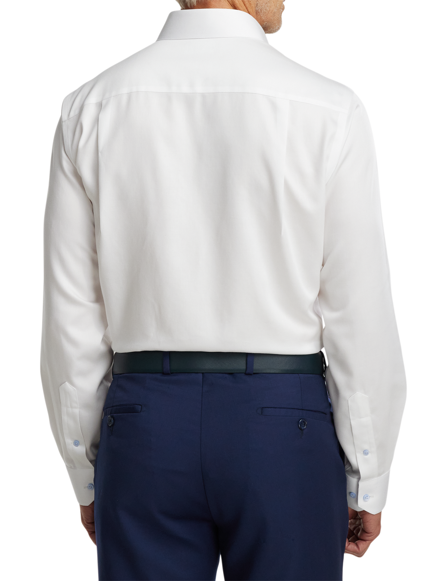 Non-Iron Cotton Solid Dress Shirt With Contrast Trim - White