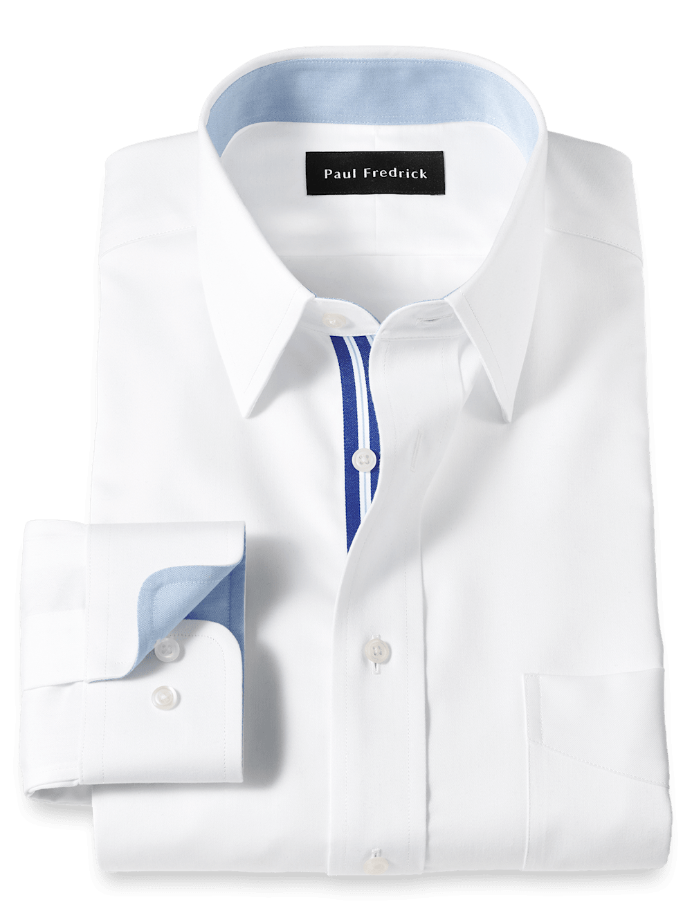Product Image of Non-iron Cotton Solid Dress Shirt With Contrast Trim-White