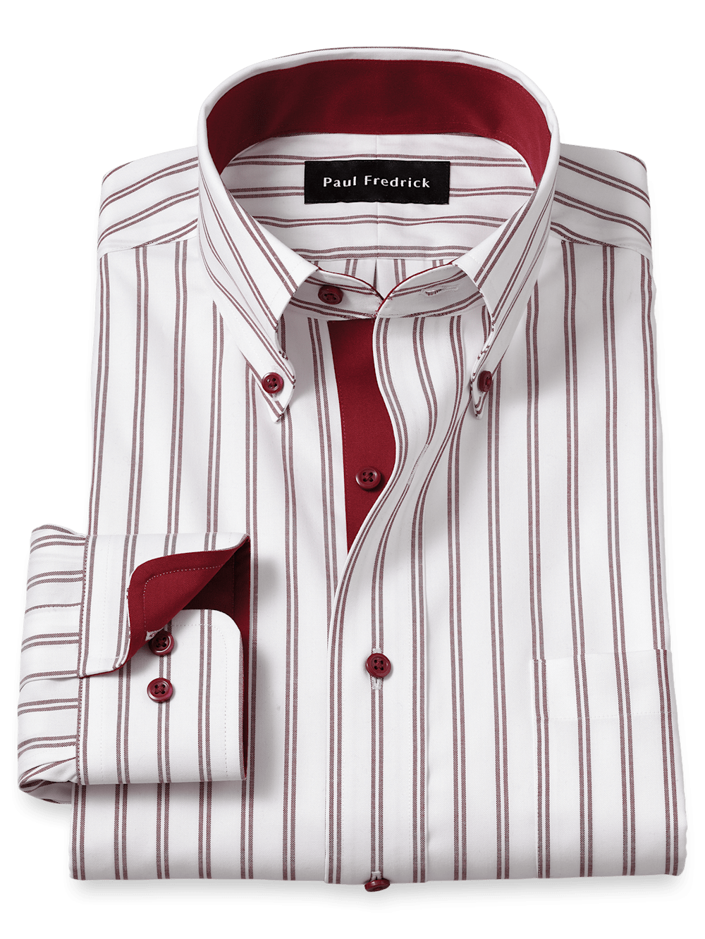 Comfort Stretch Non-Iron Stripe Dress Shirt With Contrast Trim - Burgu –  Paul Fredrick