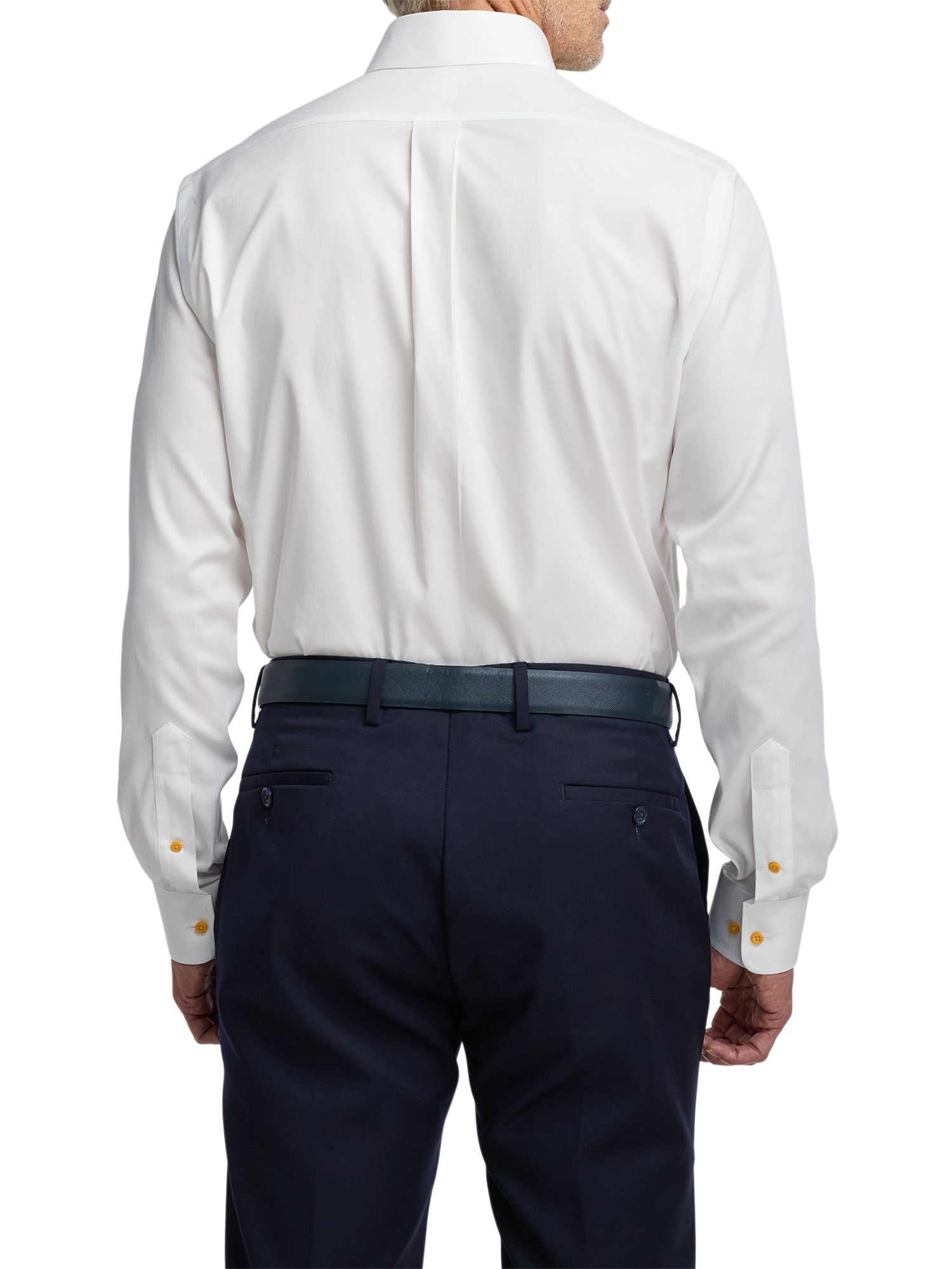 Comfort Stretch Non-Iron Solid Dress Shirt With Contrast Trim - White/gold