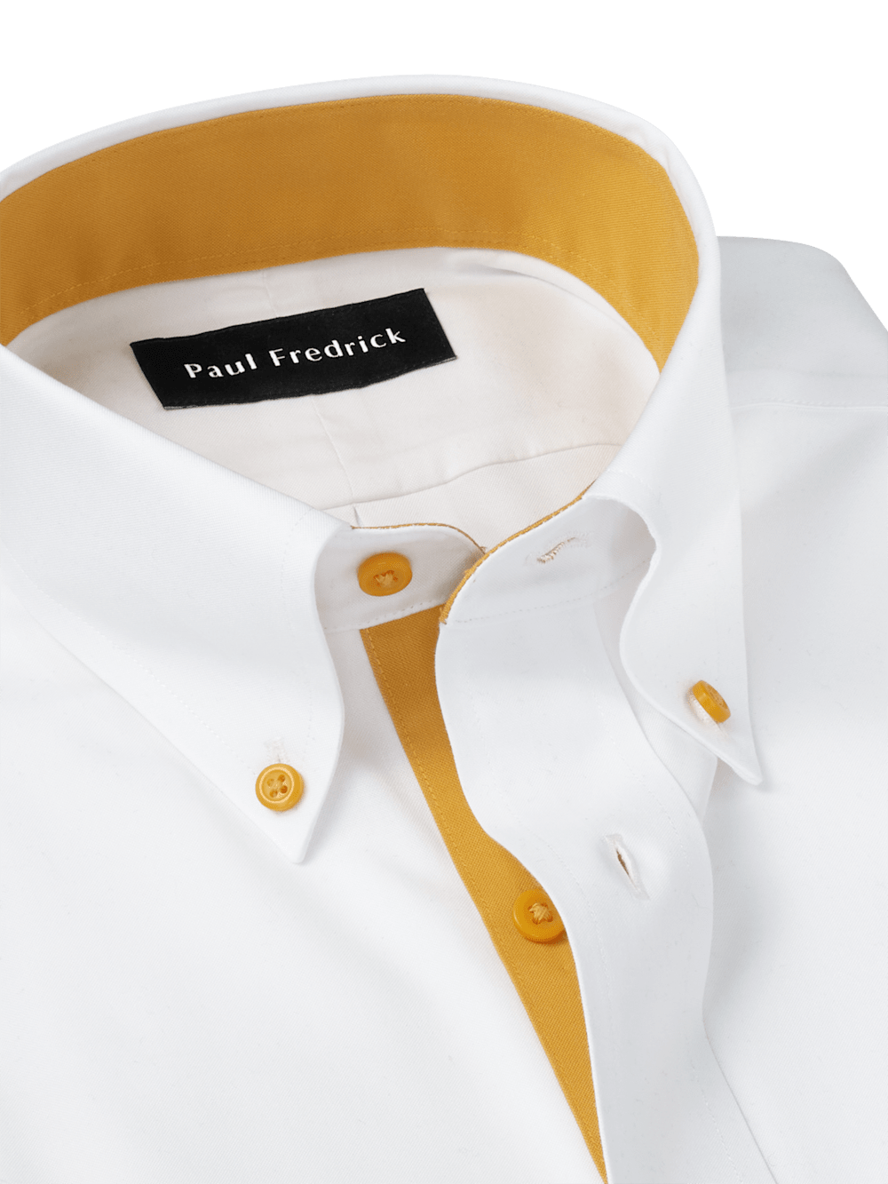 Comfort Stretch Non-Iron Solid Dress Shirt With Contrast Trim - White/gold Classic Fit / 22 / 36 Comfort Stretch Non-Iron Solid Dress Shirt With Contrast Trim - White/gold Classic Fit / 22 / 36