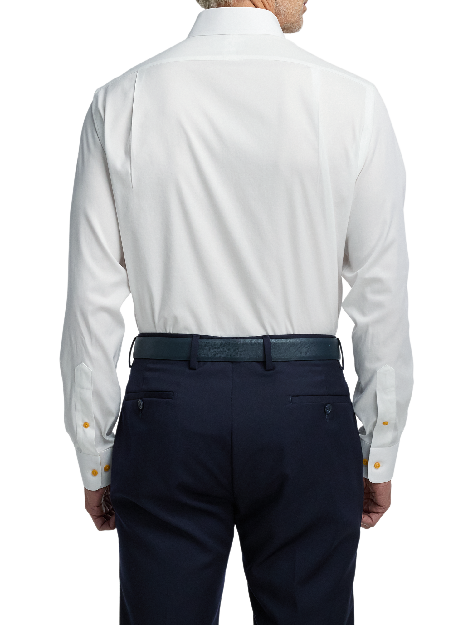 Comfort Stretch Non-Iron Solid Dress Shirt With Contrast Trim - White/gold