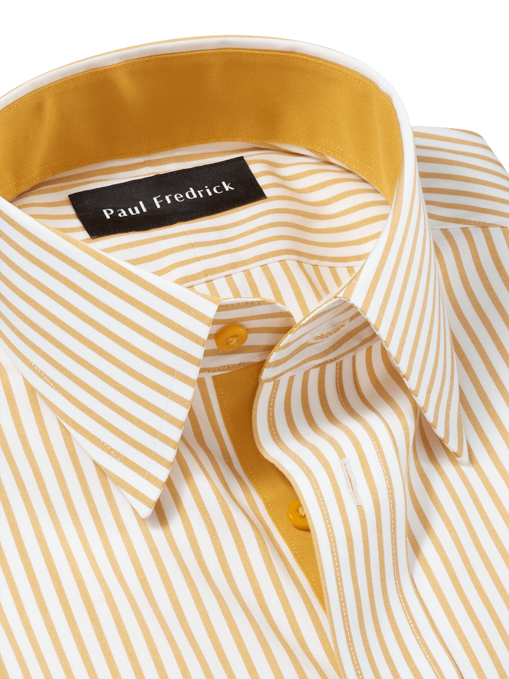 Comfort Stretch Non-Iron Stripe Dress Shirt With Contrast Trim - White/gold - Classic Fit / 15 / 32 Comfort Stretch Non-Iron Stripe Dress Shirt With Contrast Trim - White/gold - Classic Fit / 15 / 32