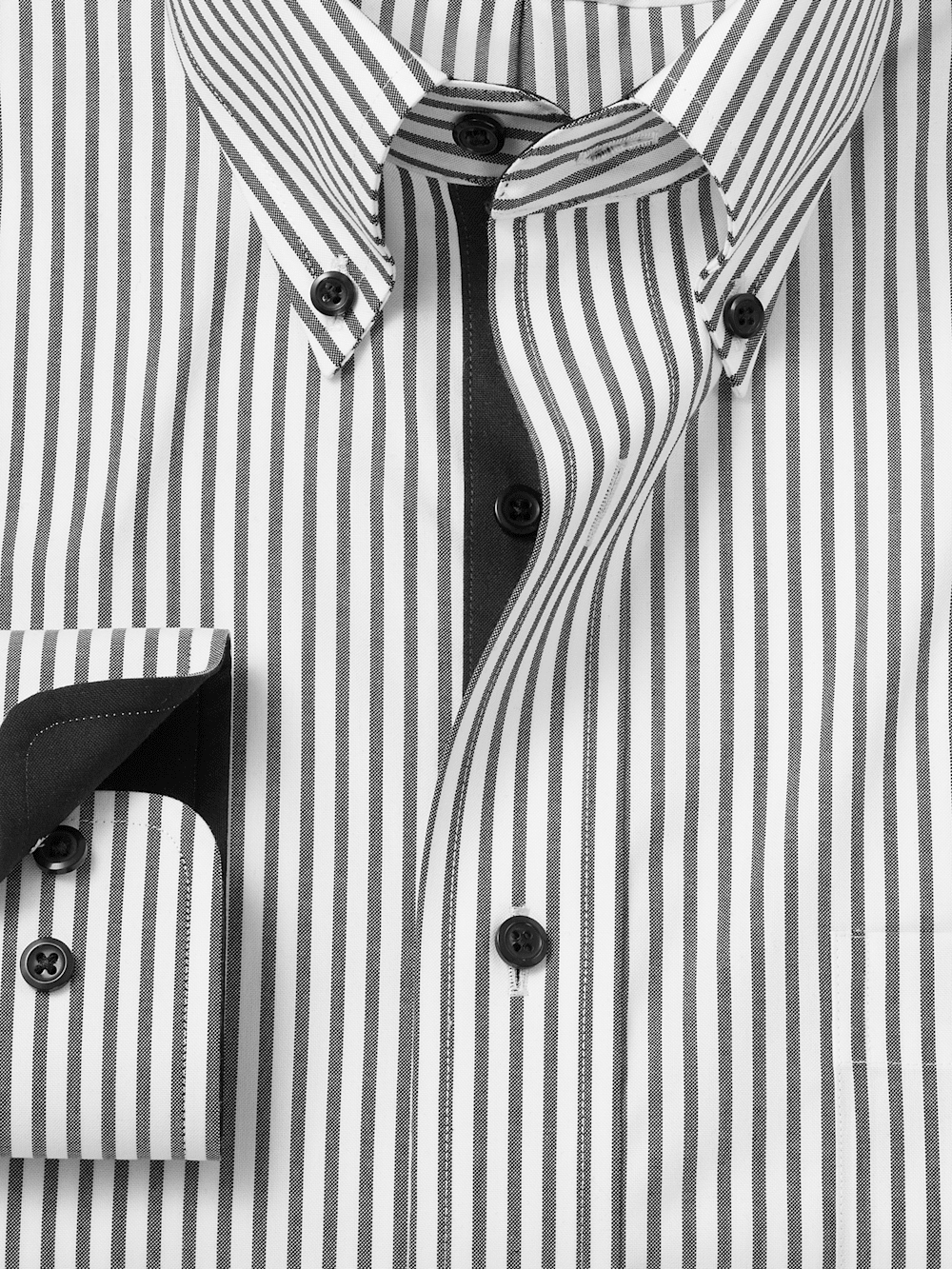 Comfort Stretch Non-Iron Stripe Dress Shirt With Contrast Trim - White Paul Fredrick Comfort Stretch Non-Iron Stripe Dress Shirt With Contrast Trim - White Paul Fredrick