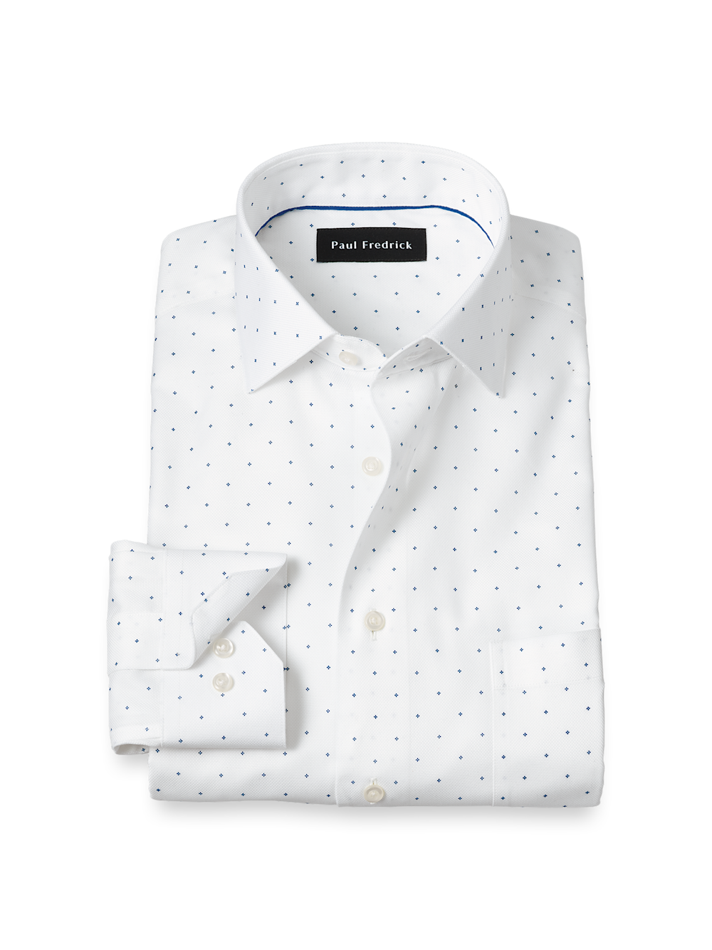 Product Image of Comfort Stretch Non-iron Geometric Dress Shirt-White/Blue