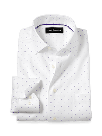 Comfort Stretch Non-Iron Geometric Dress Shirt - White/purple
