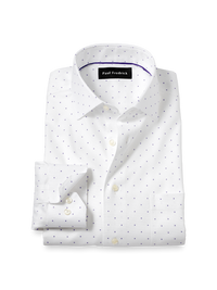 Comfort Stretch Non-Iron Geometric Dress Shirt - White/purple
