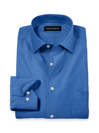 Comfort Stretch Non-Iron Herringbone Dress Shirt - Cobalt