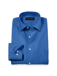 Comfort Stretch Non-Iron Herringbone Dress Shirt - Cobalt