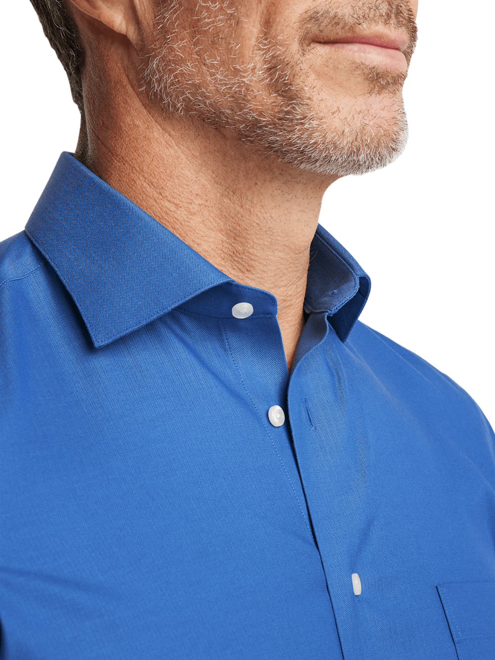 men's classic-fit non-iron performance herringbone dress shirt Herringbone Light Blue Non-Iron Dress Shirt M