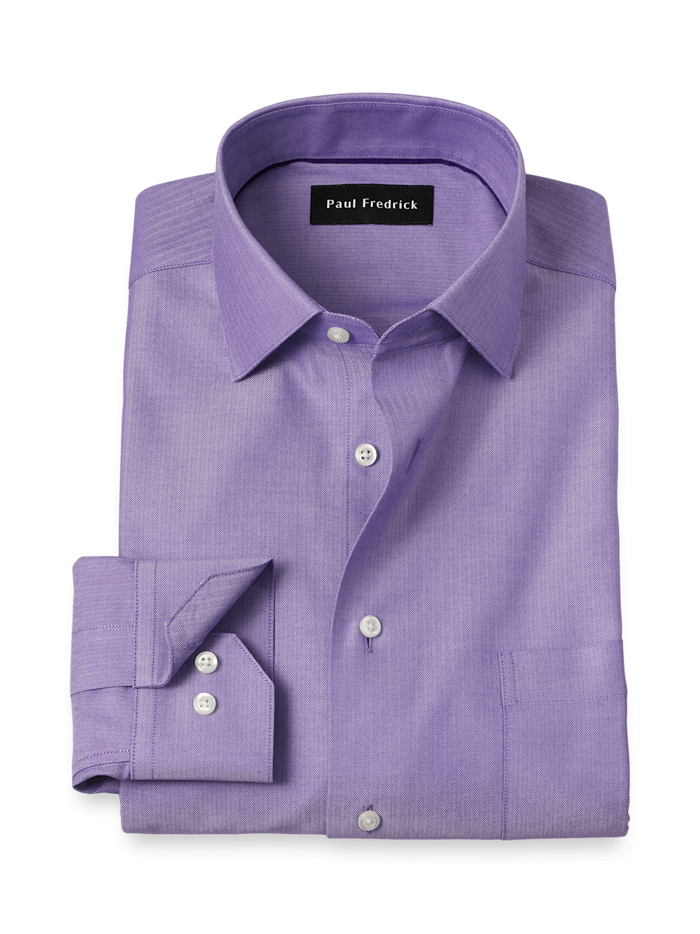 Product Image of Comfort Stretch Non-iron Herringbone Dress Shirt-Purple