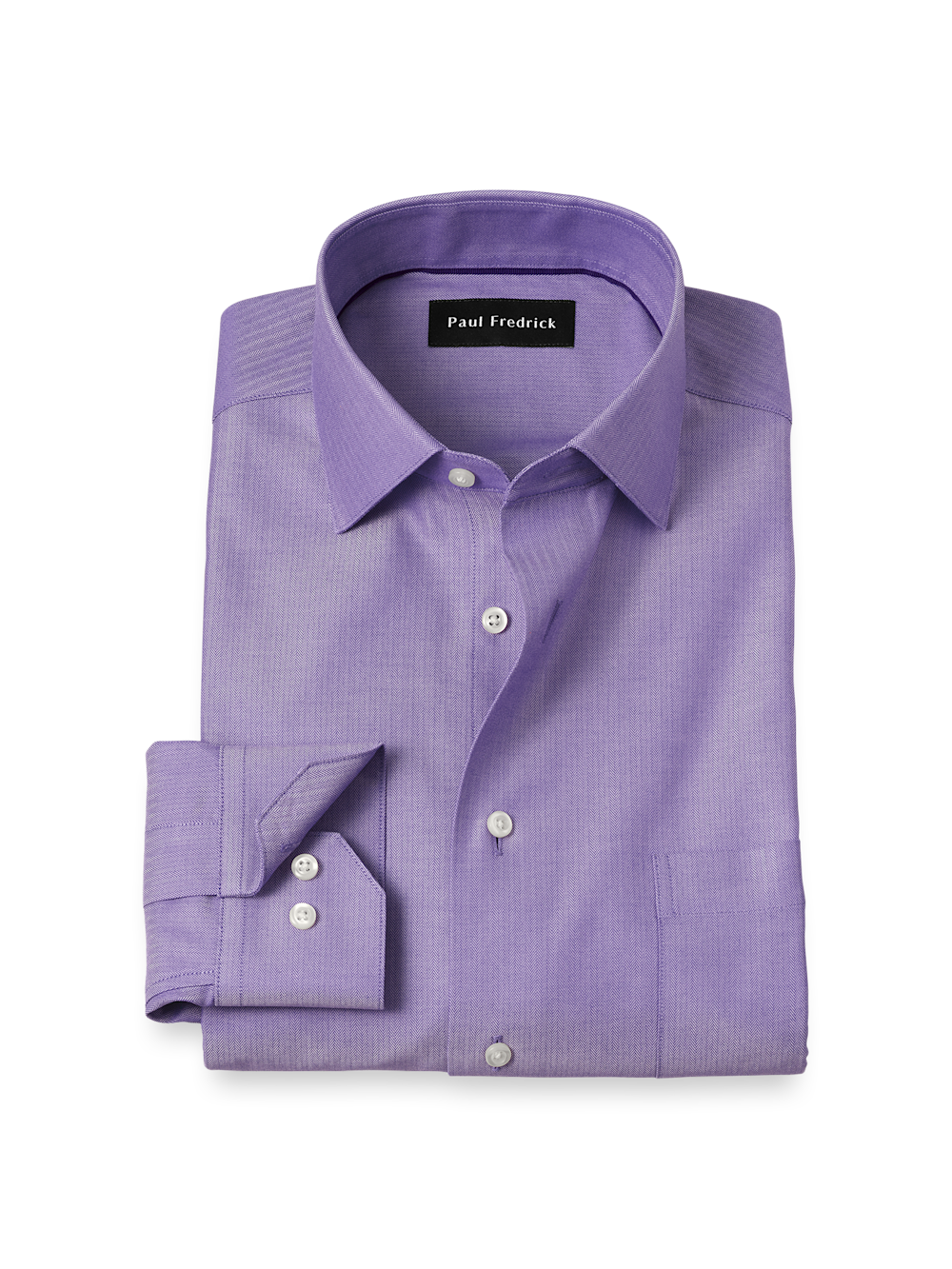 Product Image of Comfort Stretch Non-iron Herringbone Dress Shirt-Purple