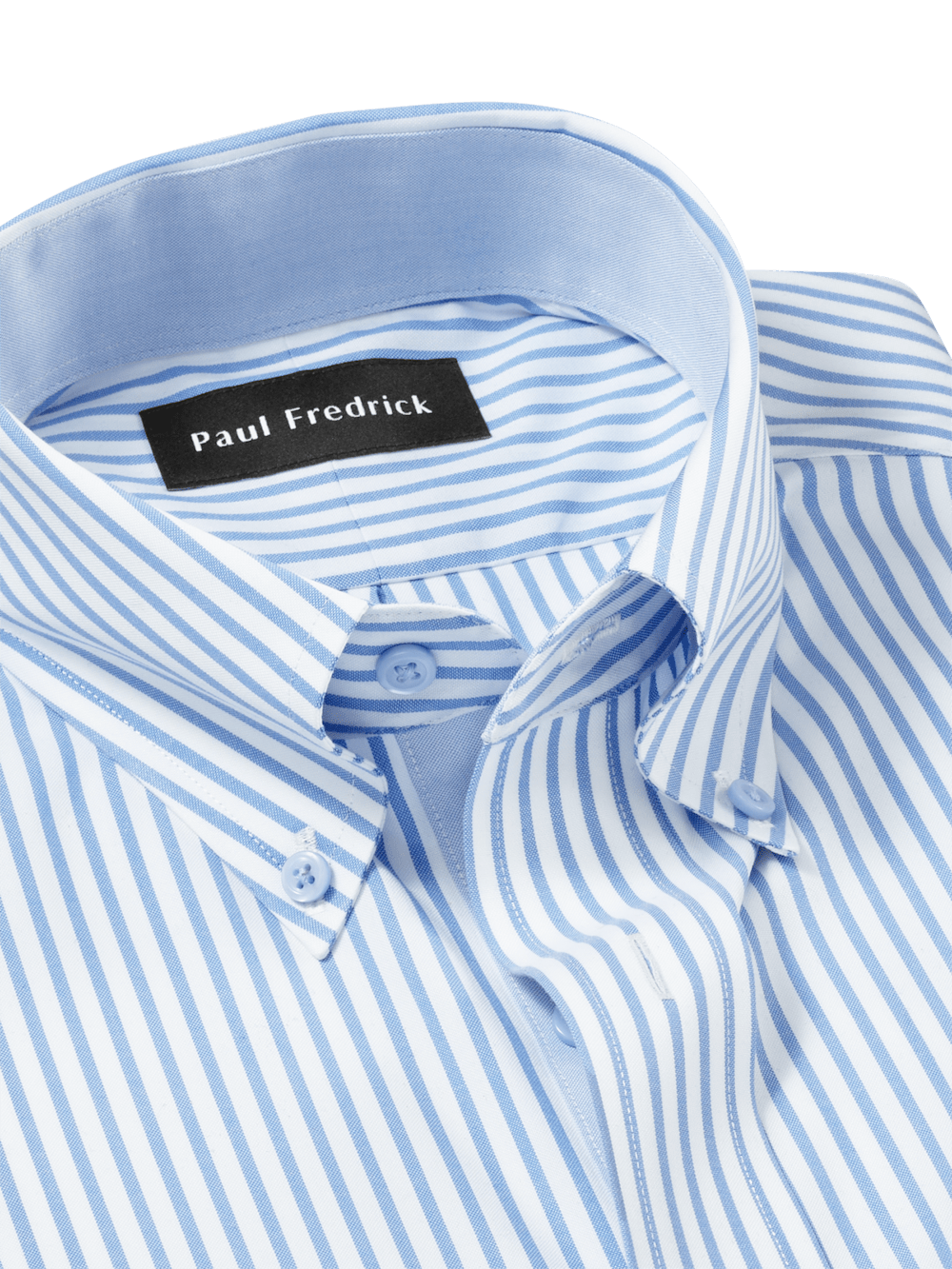 Comfort Stretch Non-Iron Stripe Dress Shirt With Contrast Trim - White/blue