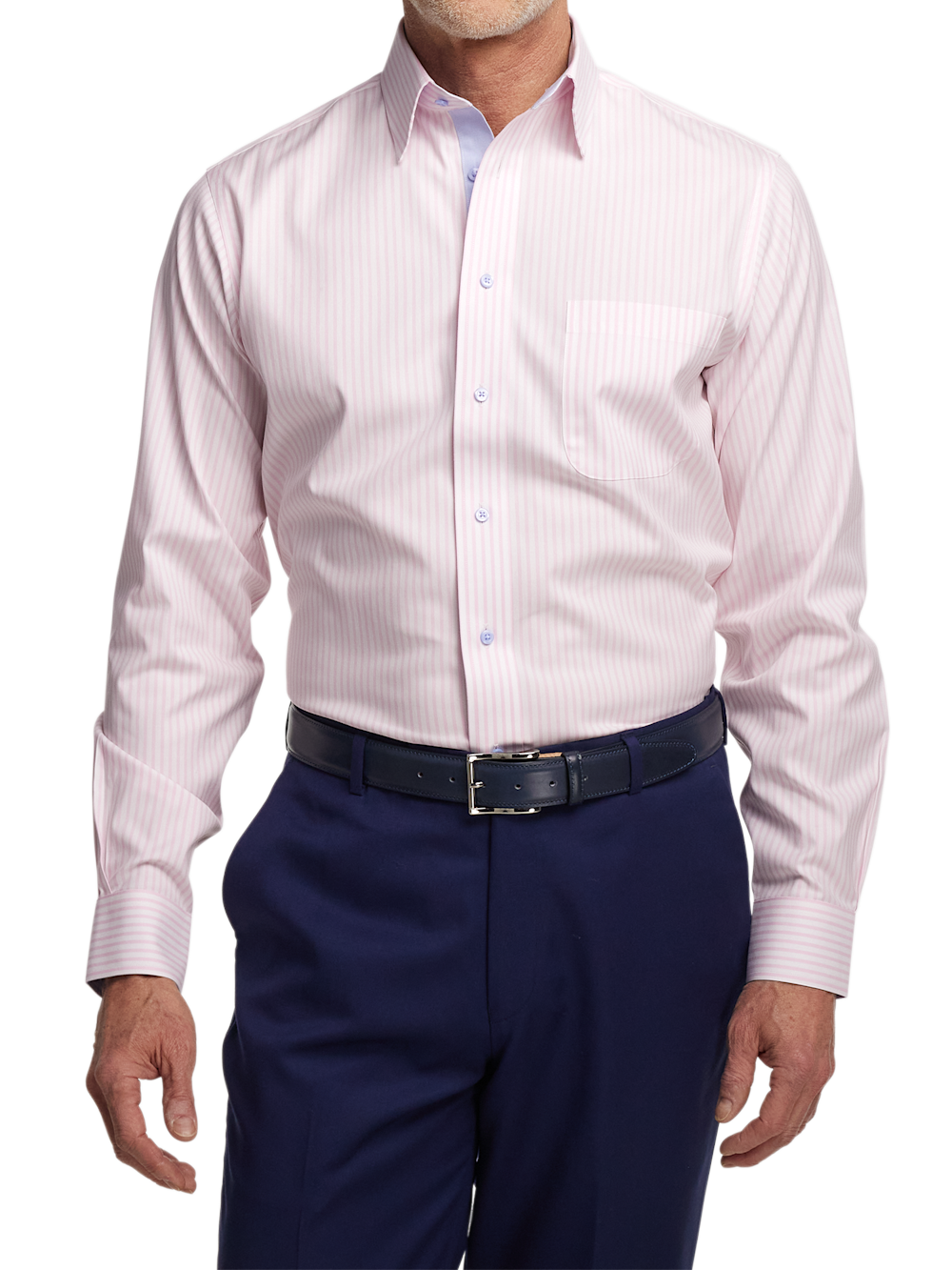 Alternate Image of Comfort Stretch Non-iron Stripe Dress Shirt With Contrast Trim-1