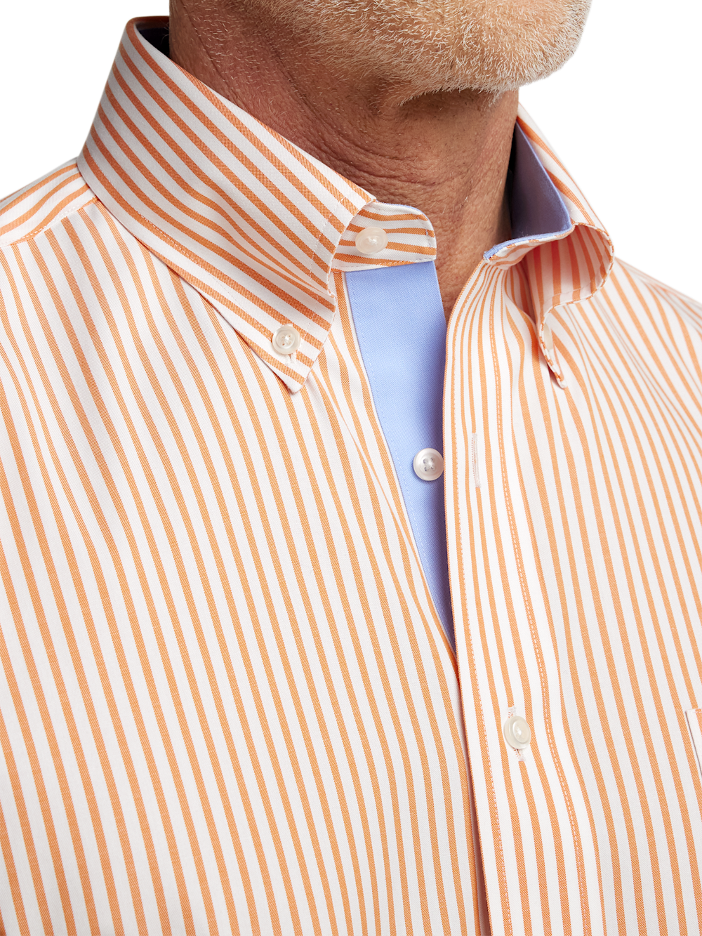 S/f Comfort Stretch Non-iron Stripe Button Down Collar Short Sleeve