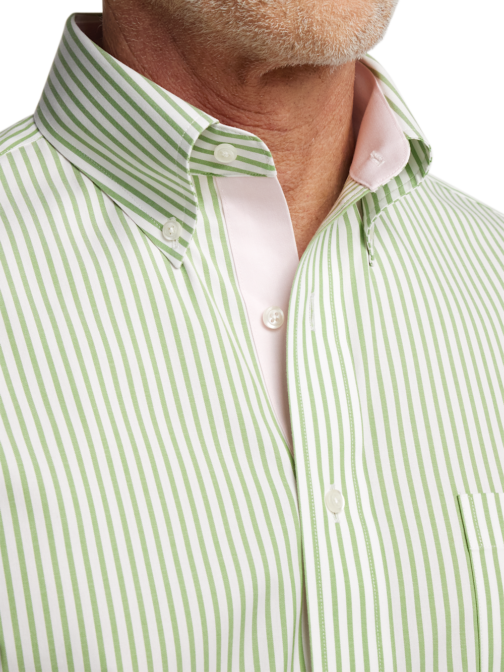S/f Comfort Stretch Non-iron Stripe Button Down Collar Short Sleeve