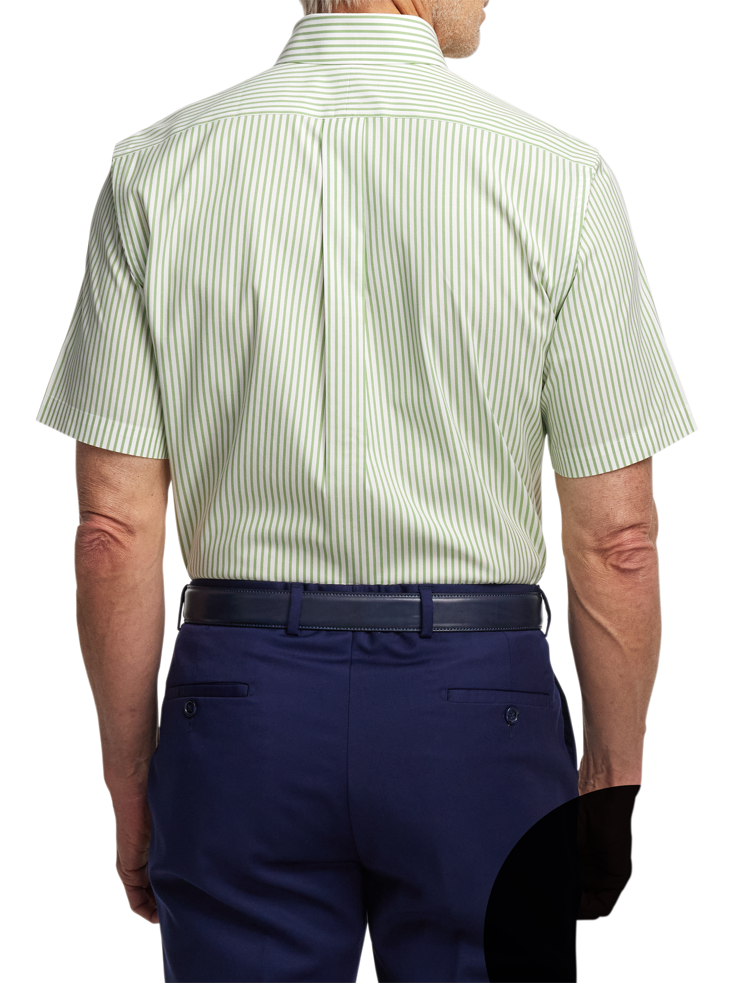 Comfort Stretch Non-Iron Stripe Dress Shirt With Contrast Trim - Green