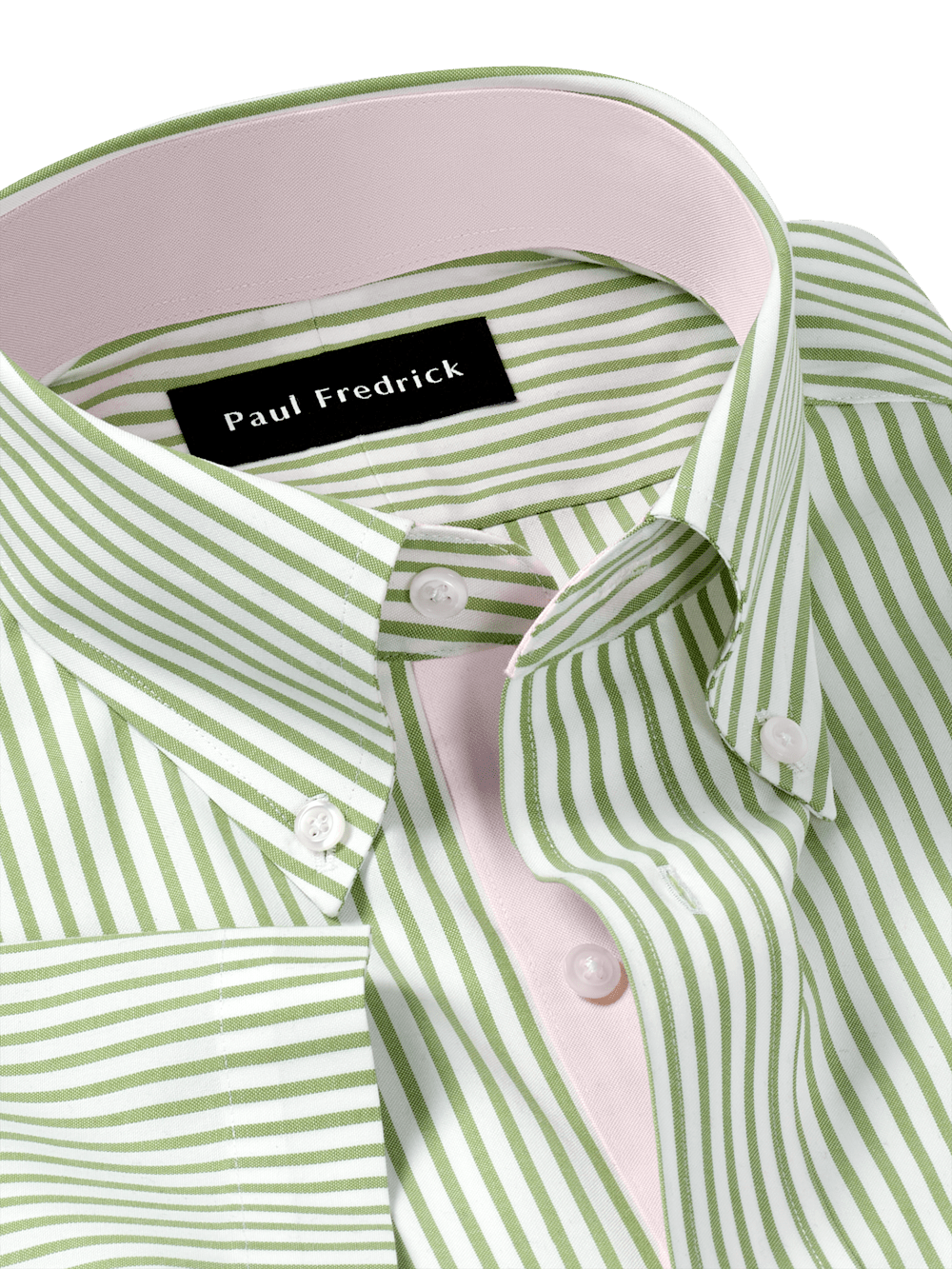 Comfort Stretch Non-Iron Stripe Dress Shirt with Contrast Trim - Green Classic Fit / 16 Comfort Stretch Non-Iron Stripe Dress Shirt with Contrast Trim - Green Classic Fit / 16