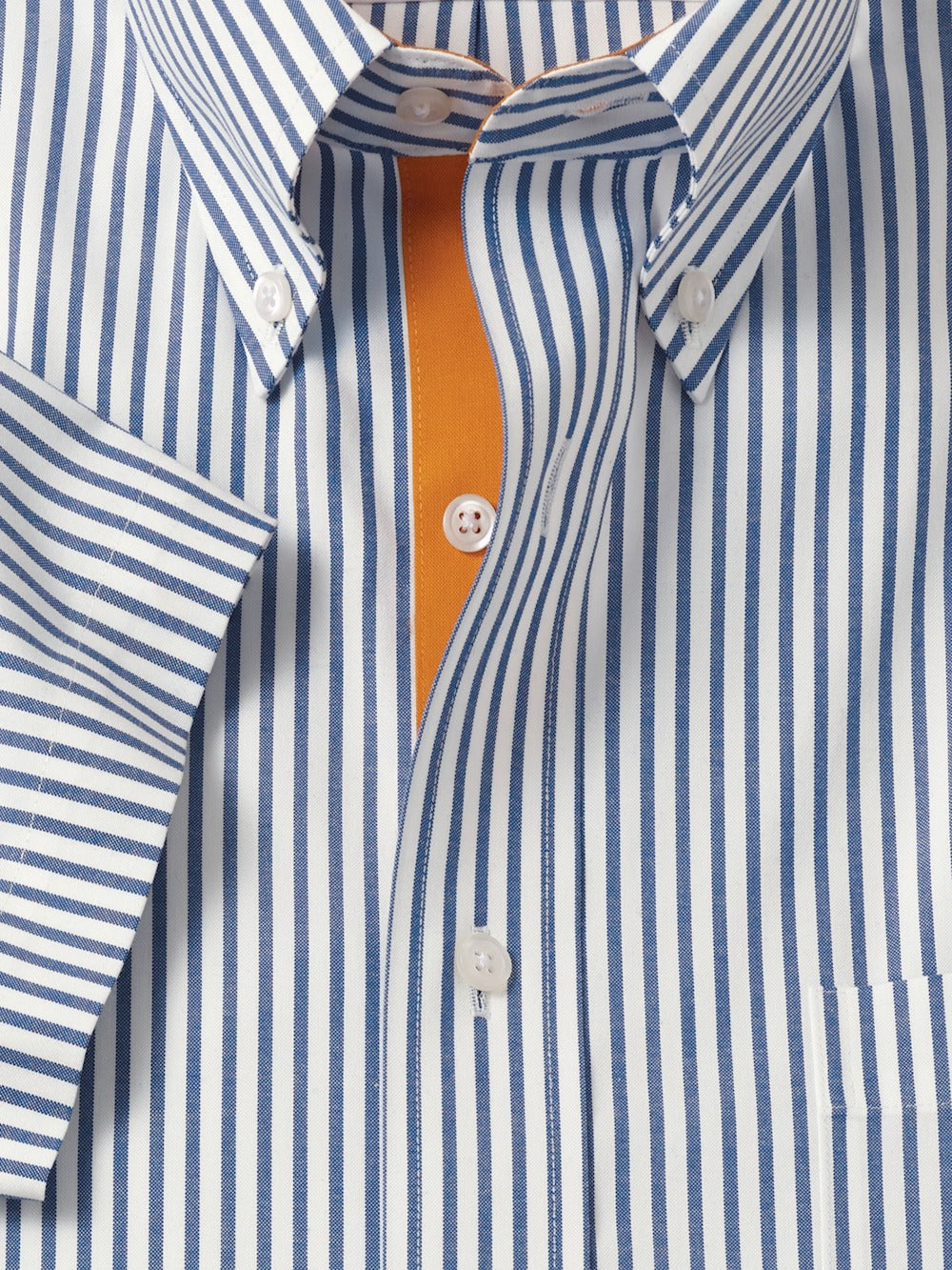 S/f Comfort Stretch Non-iron Stripe Button Down Collar Short Sleeve