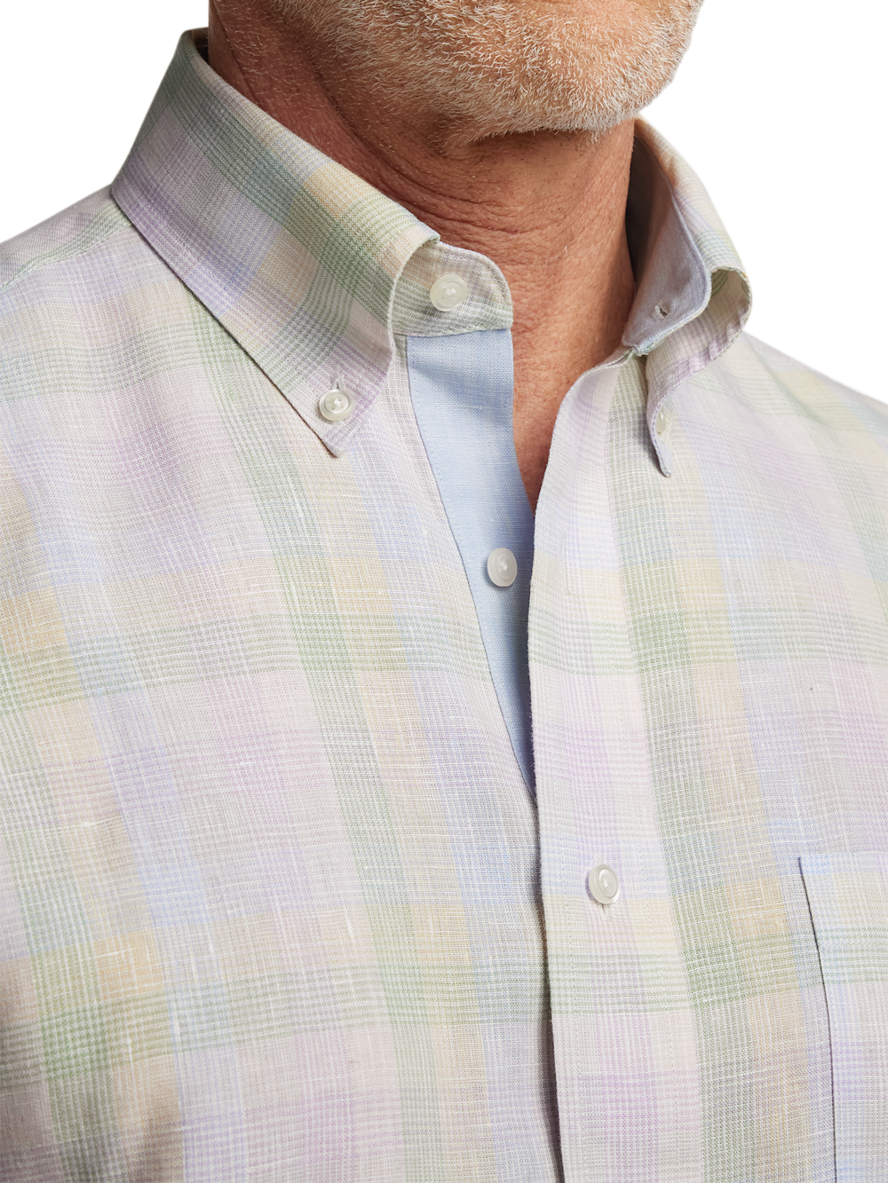 Alternate Image of Non-iron Linen Plaid Dress Shirt With Contrast Trim-2