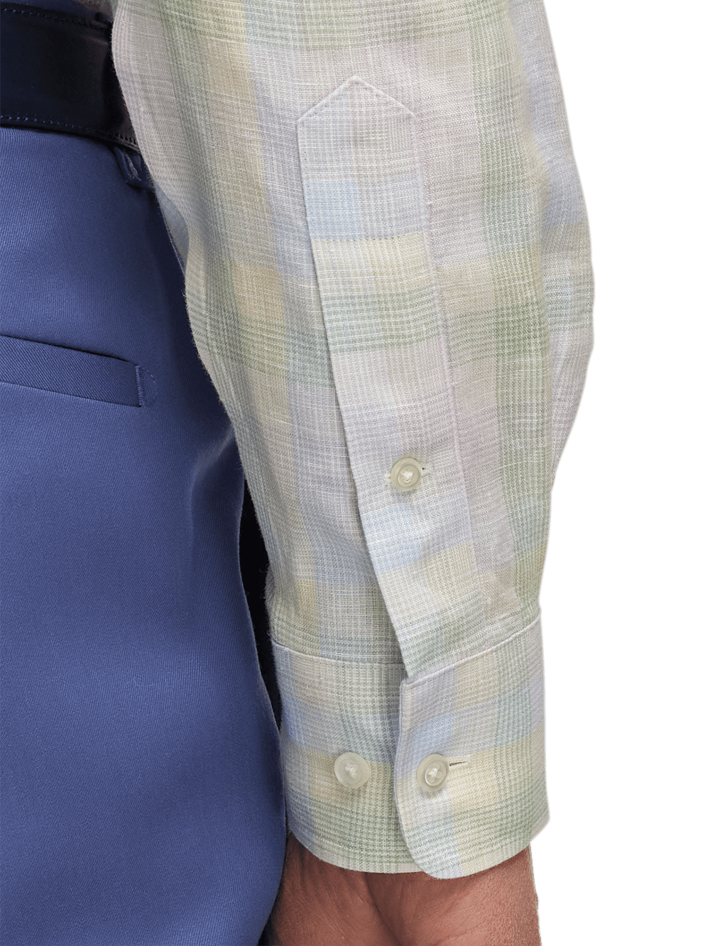 Alternate Image of Non-iron Linen Plaid Dress Shirt With Contrast Trim-3