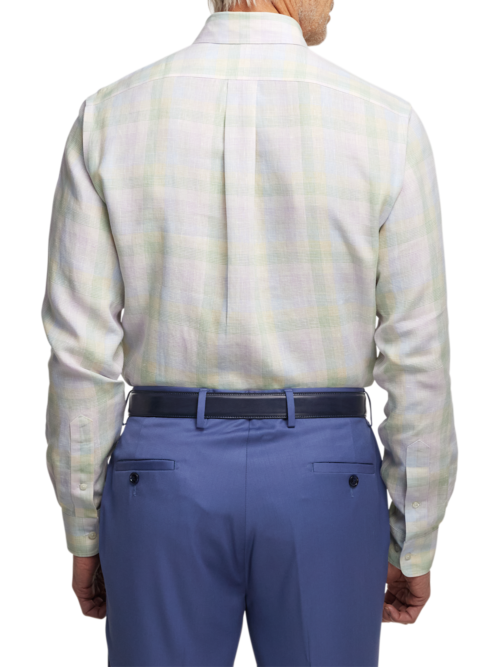 Alternate Image of Non-iron Linen Plaid Dress Shirt With Contrast Trim-4