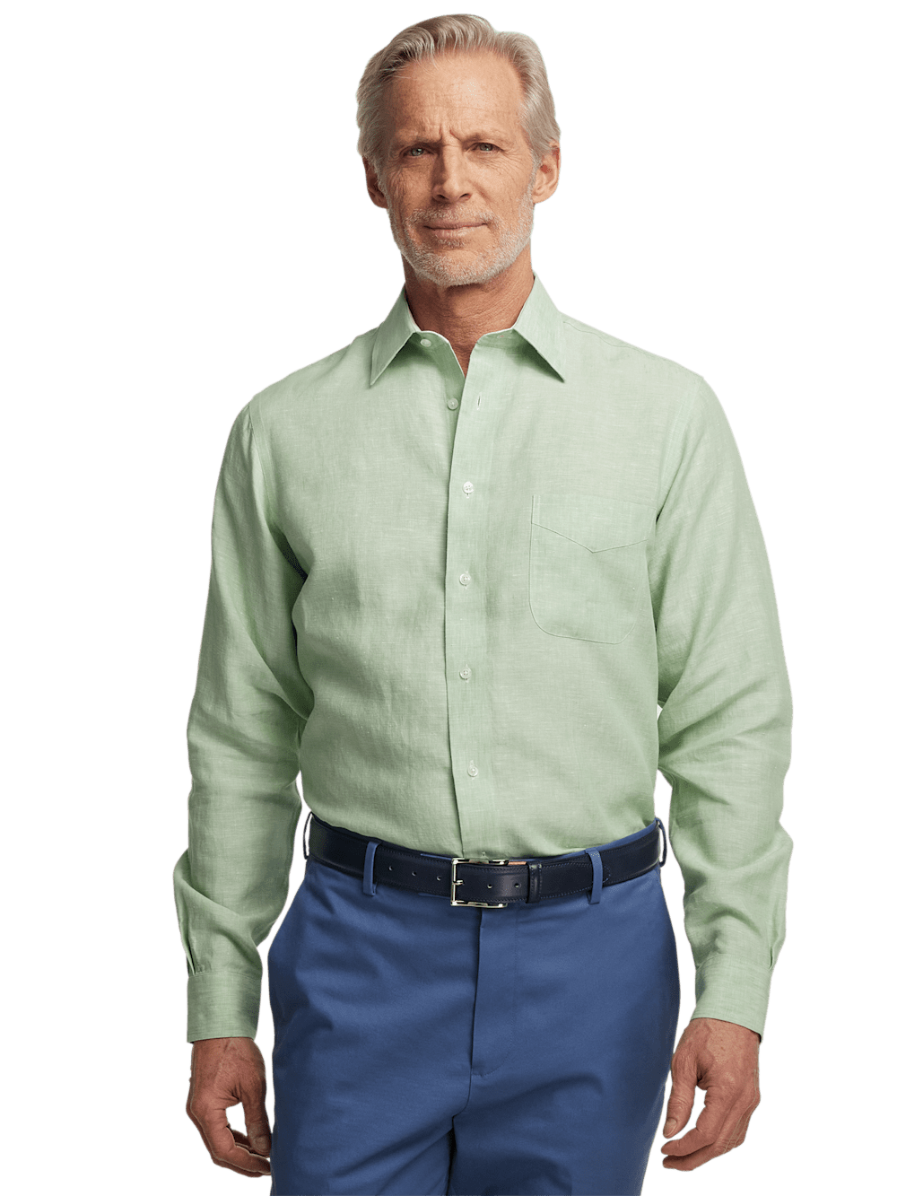 Alternate Image of Non-iron Linen Solid Dress Shirt With Contrast Trim-1