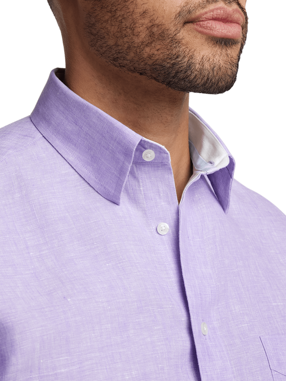 Non-Iron Linen Solid Dress Shirt With Contrast Trim Non-Iron Linen Solid Dress Shirt With Contrast Trim