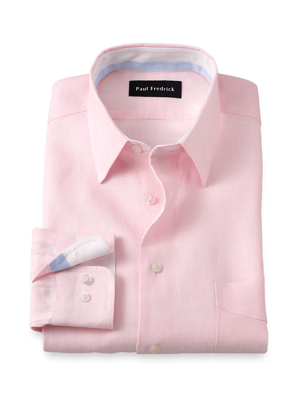 Product Image of Non-iron Linen Solid Dress Shirt With Contrast Trim-Pink