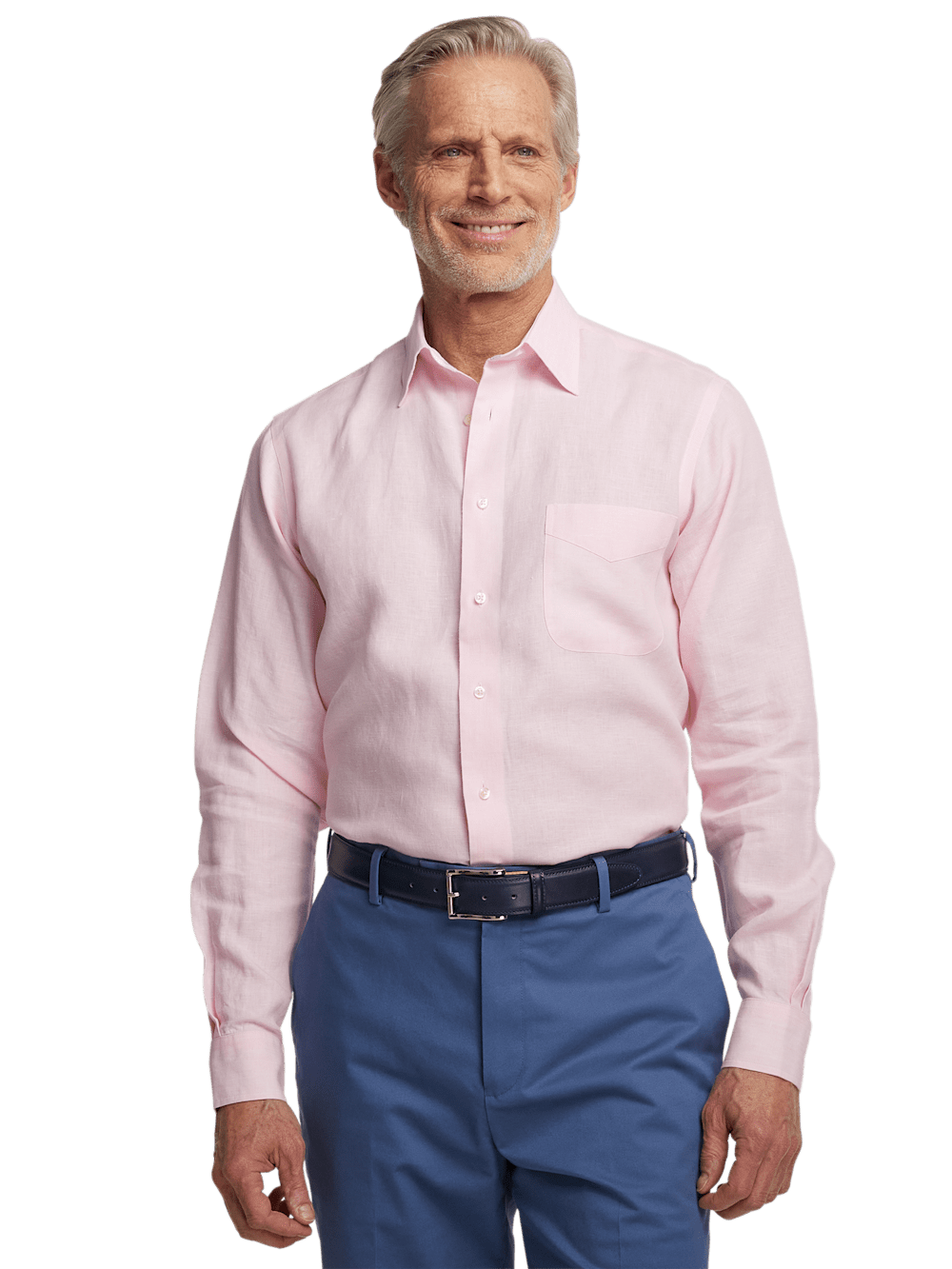 Alternate Image of Non-iron Linen Solid Dress Shirt With Contrast Trim-1