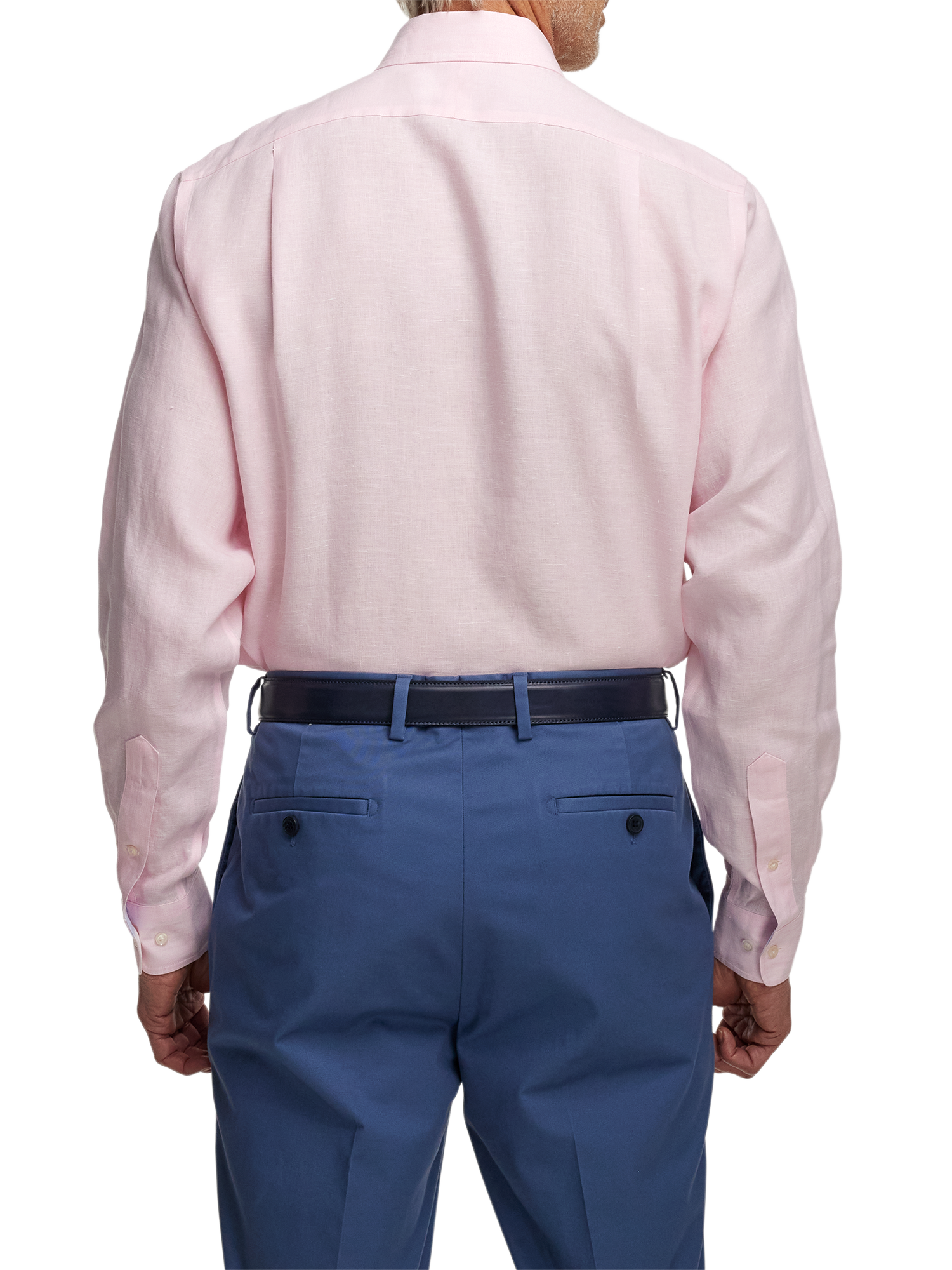 Non-Iron Linen Solid Dress Shirt With Contrast Trim - Pink