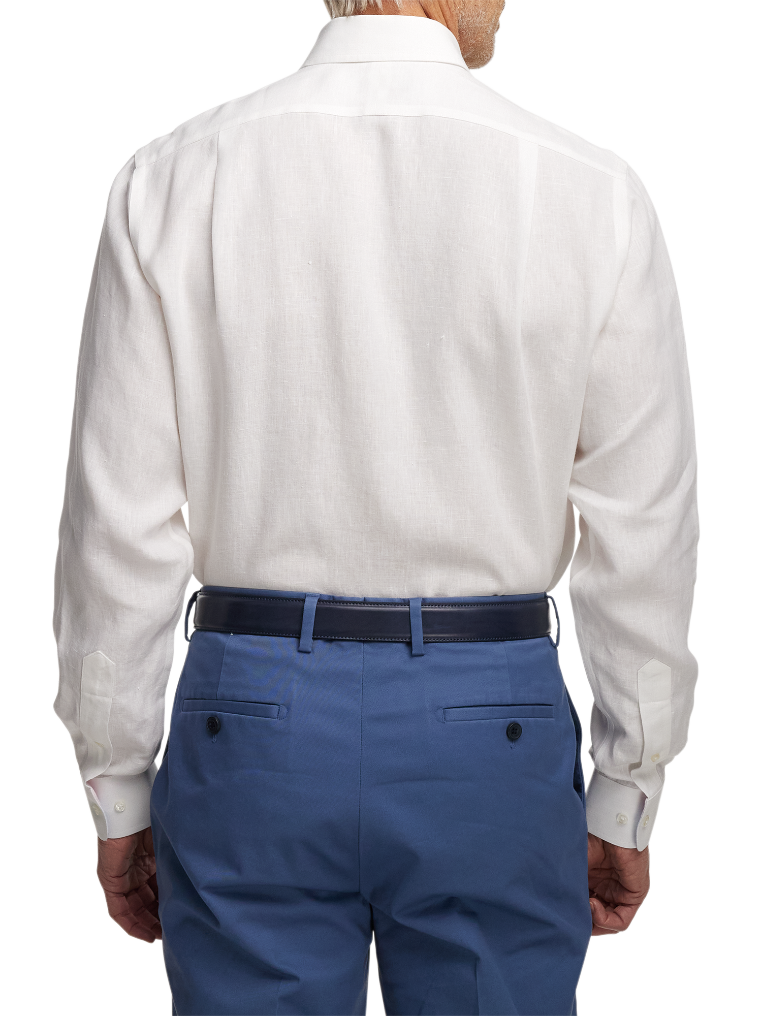 Non-Iron Linen Solid Dress Shirt With Contrast Trim - White
