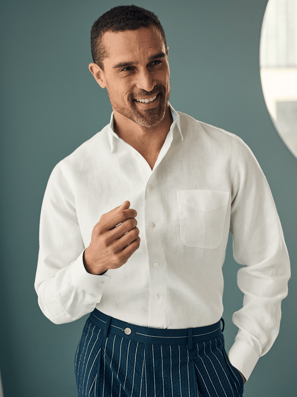 Alternate Image of Non-iron Linen Solid Dress Shirt With Contrast Trim-7