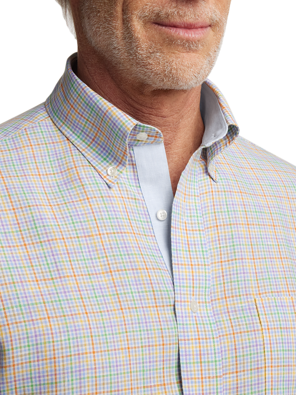 Alternate Image of Non-iron Linen Plaid Dress Shirt With Contrast Trim-2