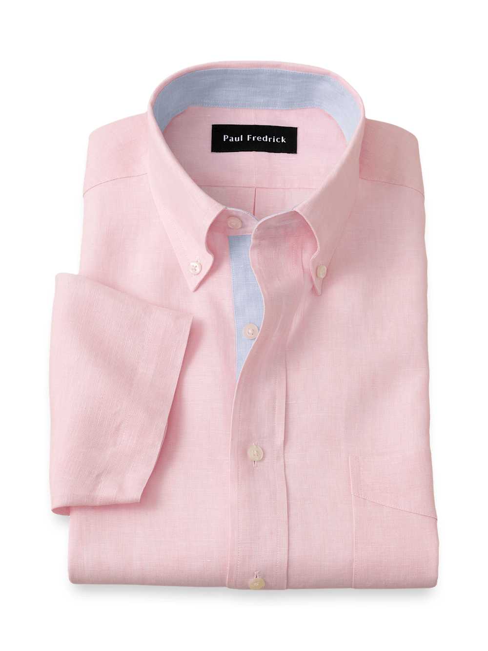 Product Image of Non-iron Linen Solid Dress Shirt With Contrast Trim-Pink