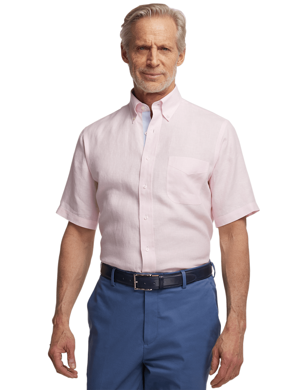 Alternate Image of Non-iron Linen Solid Dress Shirt With Contrast Trim-1