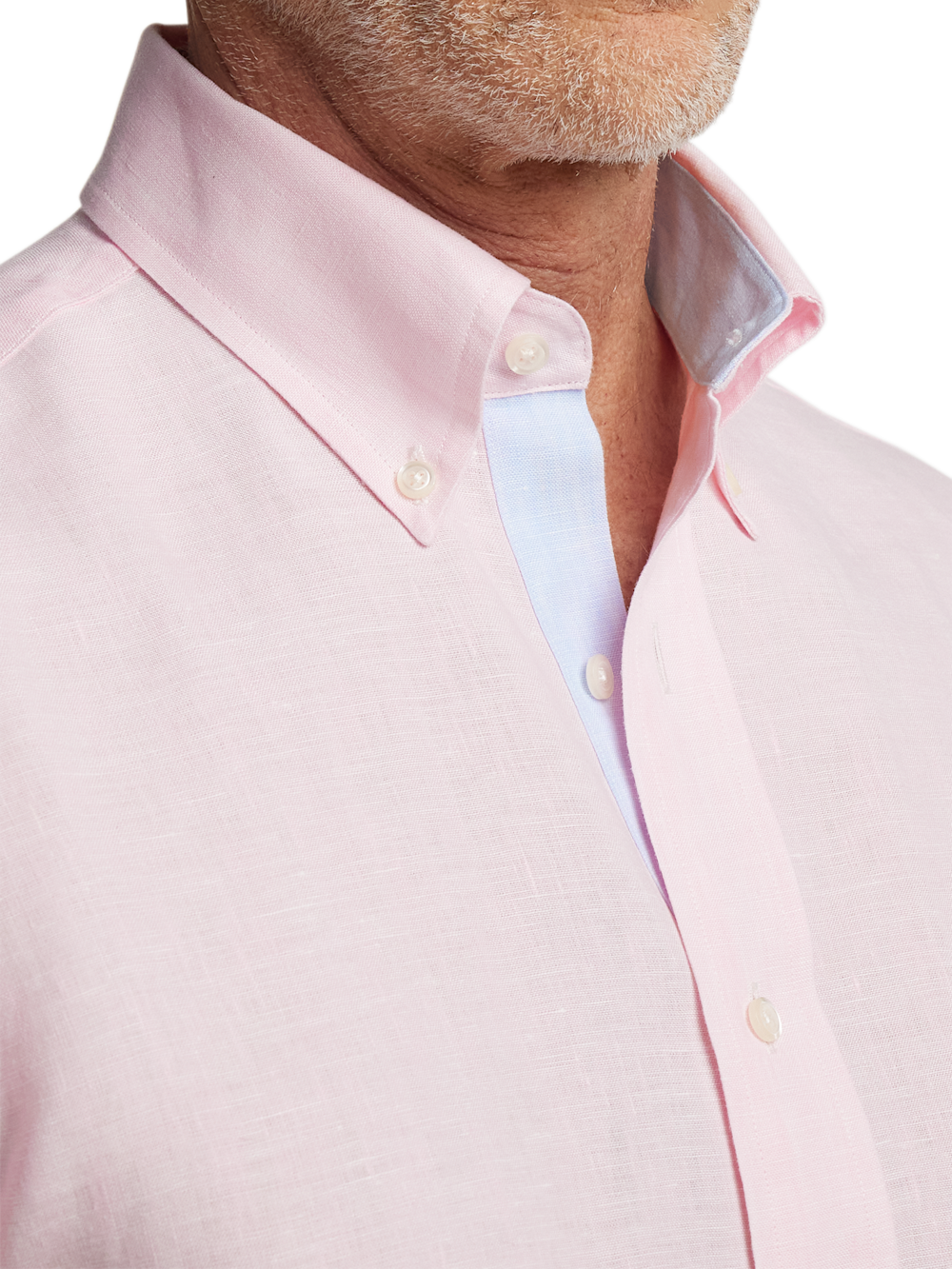 C/f Non-iron Linen Solid Button Down Collar Short Sleeve