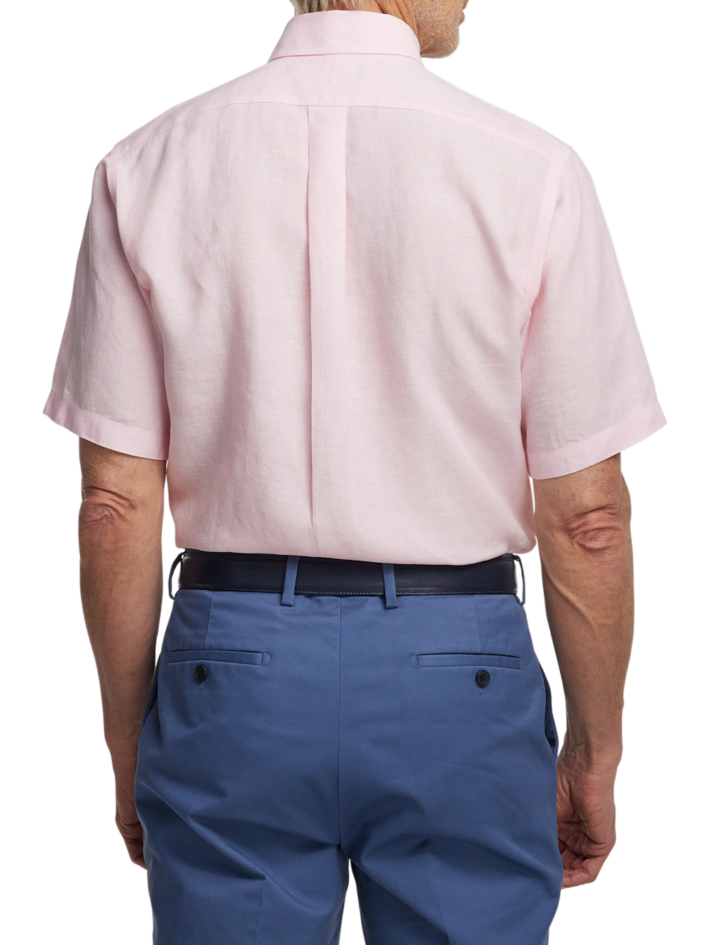 C/f Non-iron Linen Solid Button Down Collar Short Sleeve