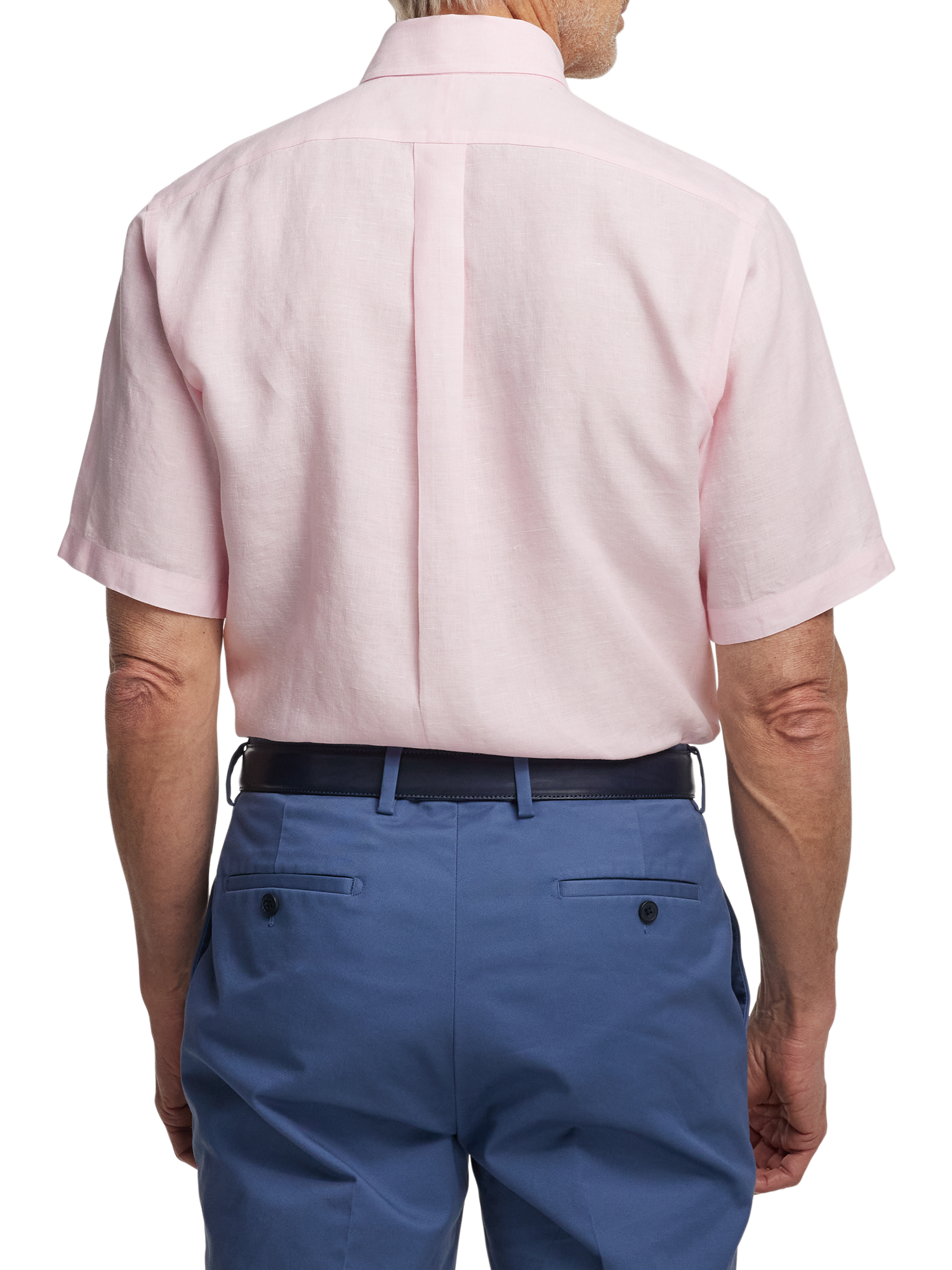 Non-Iron Linen Solid Dress Shirt With Contrast Trim - Pink