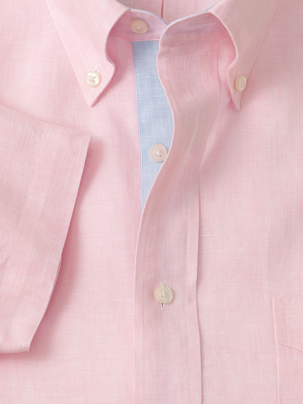 C/f Non-iron Linen Solid Button Down Collar Short Sleeve