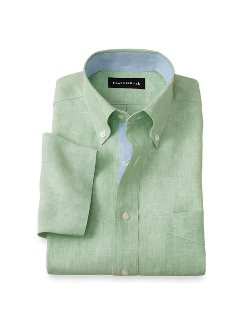 pale green dress shirt Sage Linen Shirt main image 1