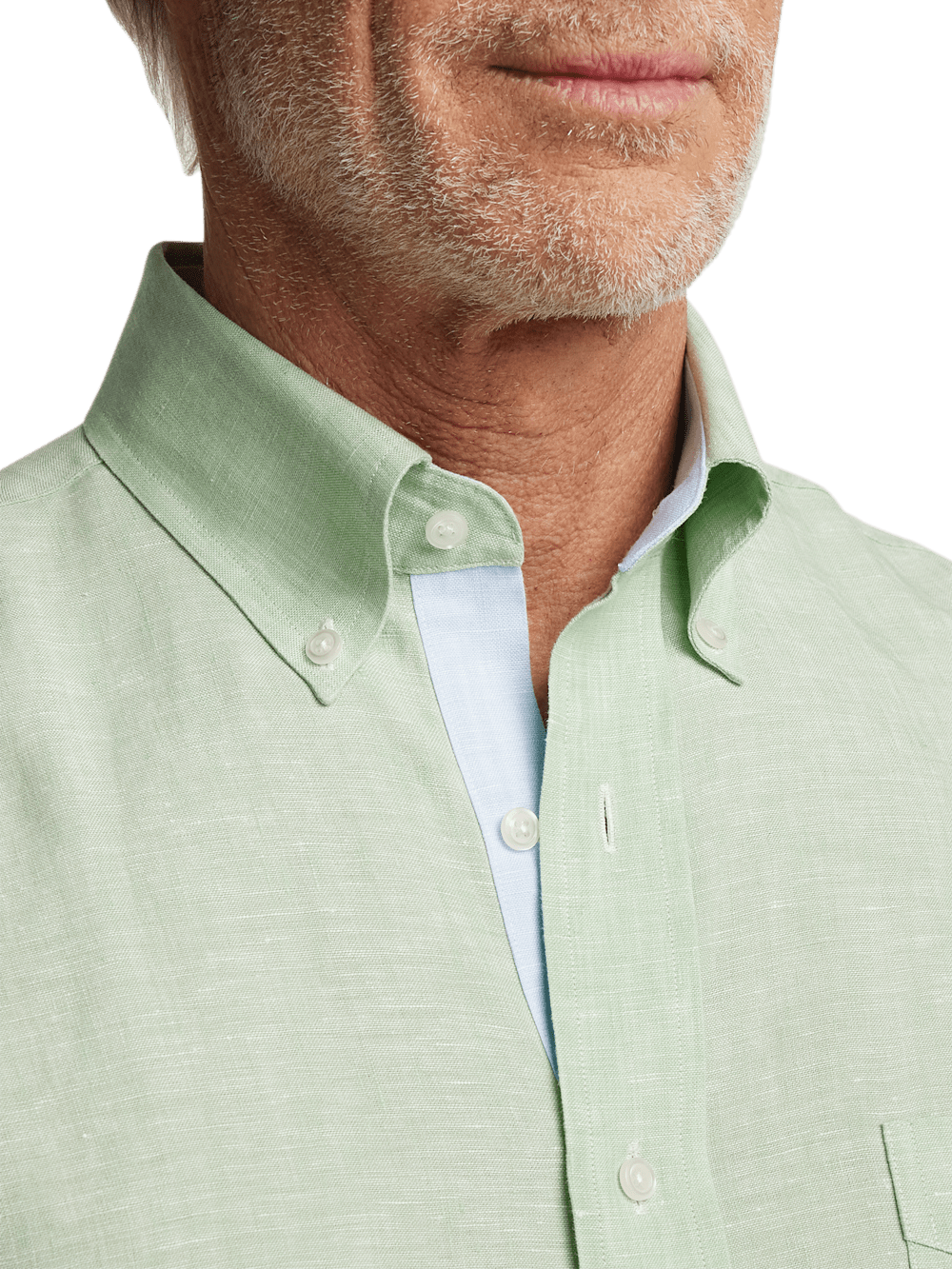 Non-Iron Linen Solid Dress Shirt With Contrast Trim