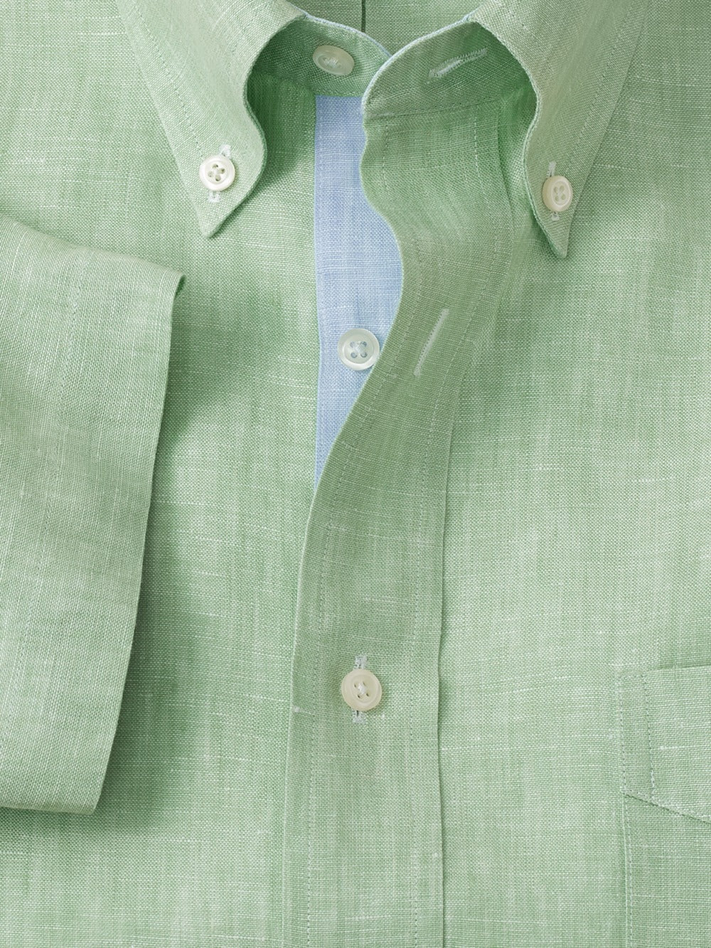C/f Non-iron Linen Solid Button Down Collar Short Sleeve