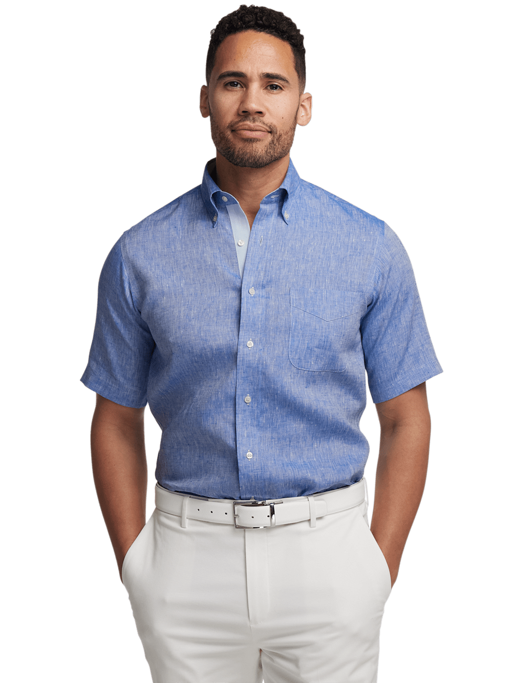 Alternate Image of Non-iron Linen Solid Dress Shirt With Contrast Trim-1