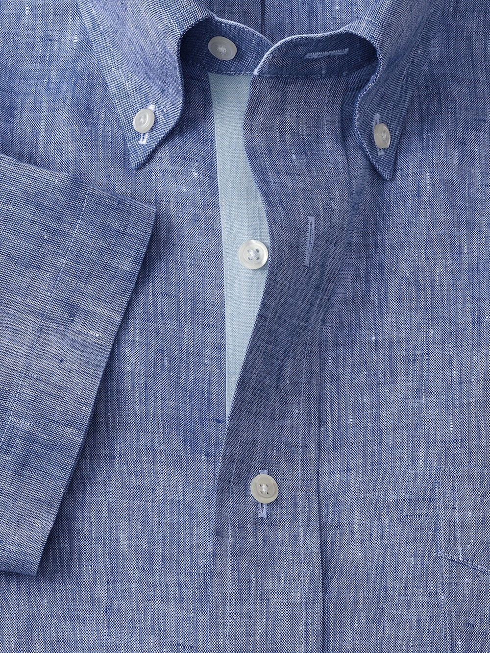 C/f Non-iron Linen Solid Button Down Collar Short Sleeve